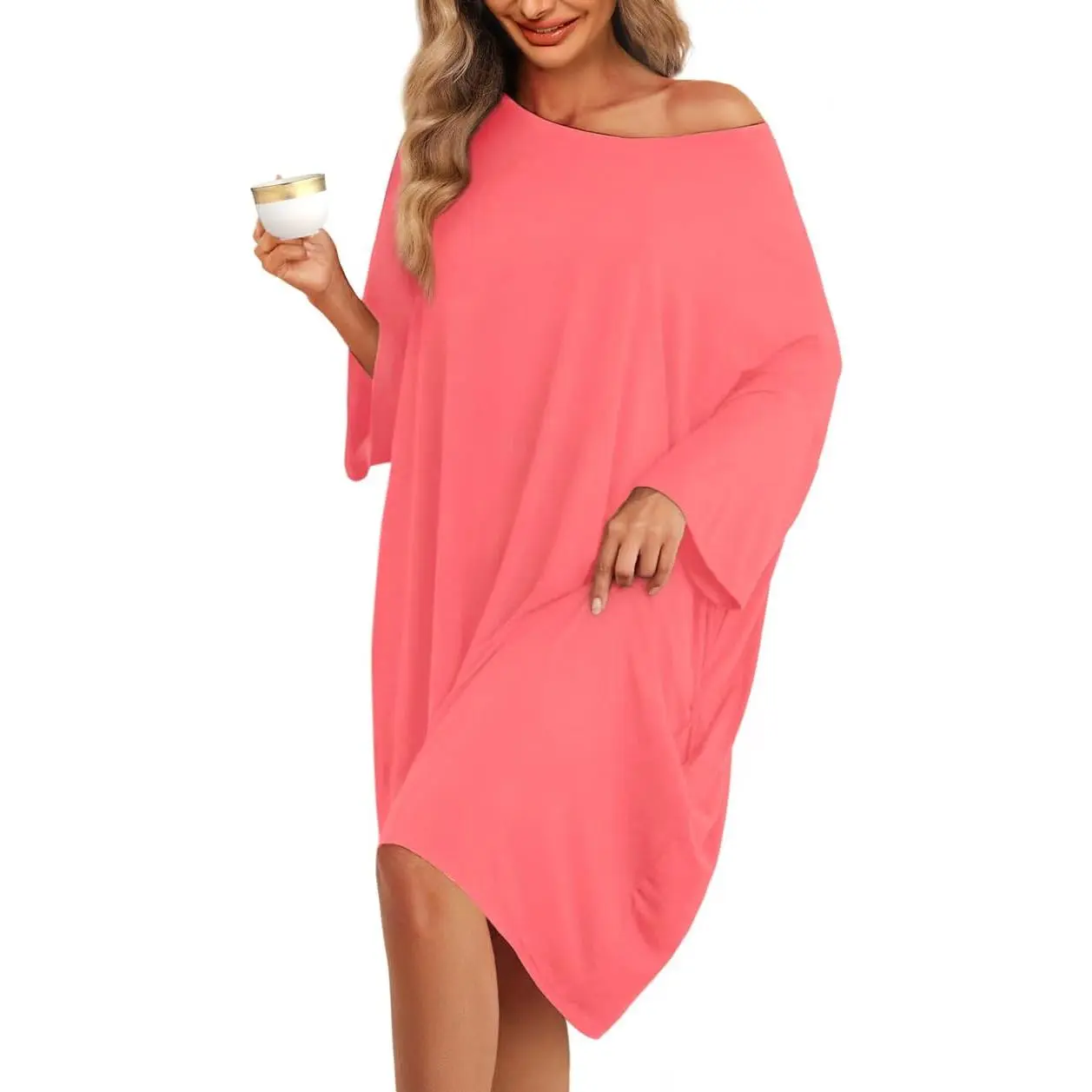 Plus Size Nightgowns for Women Oversized Sleep Tshirts Dress Short Sleeves Sleepwear With Pocket Fit S-5XL