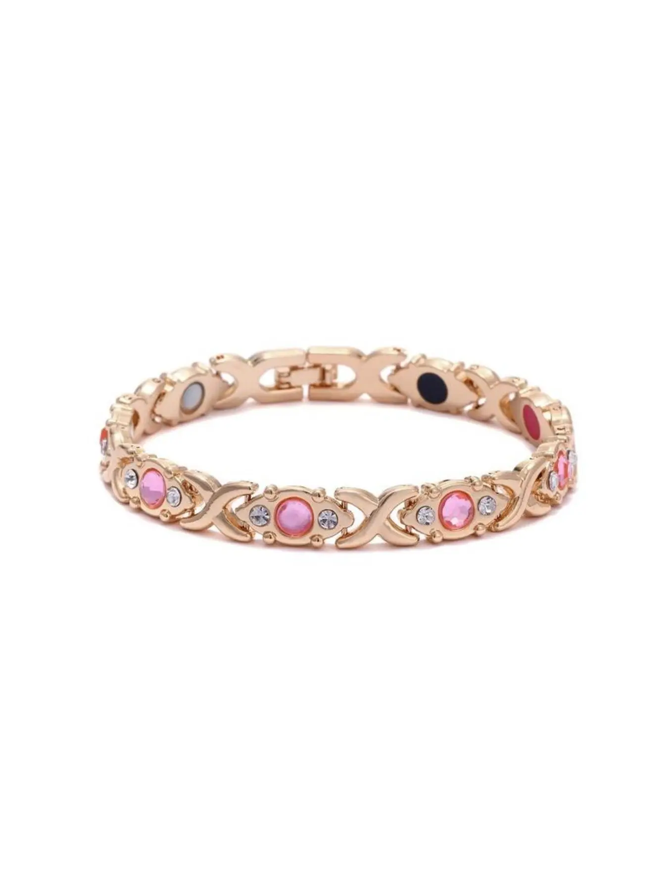 Energy Magnet Bracelet, Elegant Jewelry, Eco-Friendly Alloy with Rhinestones, Adjustable Women's Wristband, Stylish and Comfortable Accessory, Magnetic Bangle
