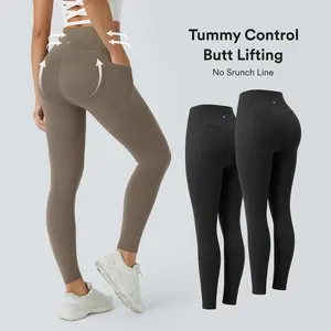 Halara 2-Piece UltraSculpt High Waisted Butt Lifting Tummy Control Side Pocket Shaping Workout Leggings Set - 7/8 Length