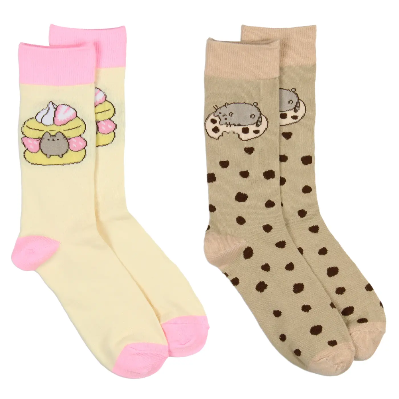Pusheen The Cat Yummy Snacks Crew Socks Size 5-9 - 2 Pair, Polyester, Style, Fabric, Casual Wear