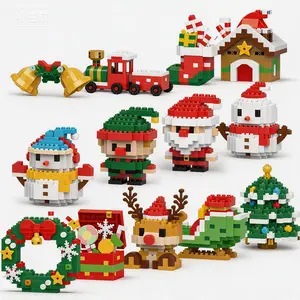 Christmas Themed Building Blocks for Home Decoration, 12 Box Desktop DIY Decoration, 12-in-1.