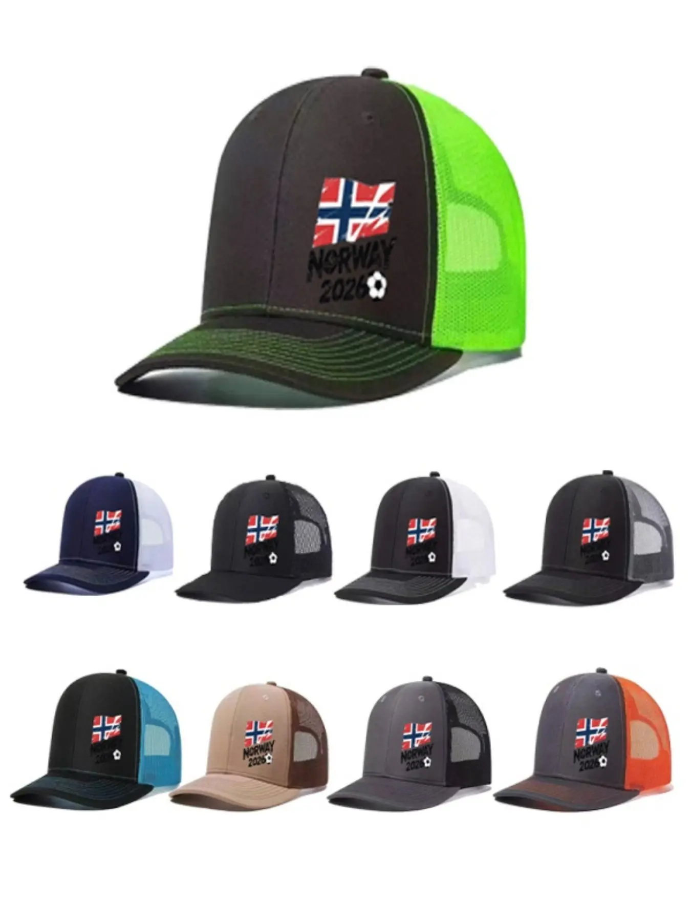 Norway Football Mesh Cap, Breathable & Non-Stuffy Design, Adjustable Head Circumference, Essential Fan Gear for Watching Matches