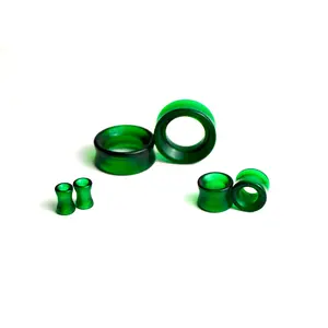Dark Emerald Green Glass Tunnel Plugs - Septum Gauges Body Jewelry for Septum, Nose Piercings, 6mm-47mm Sizes