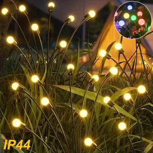 2-Pack LED Solar Firefly Lights, Pathway Garden Decor, Solar Swaying Light Firefly Lights High Flexibility Iron Wire Sway by Wind Outdoor Courtyard Lawn Lighting, Waterproof Garden Light