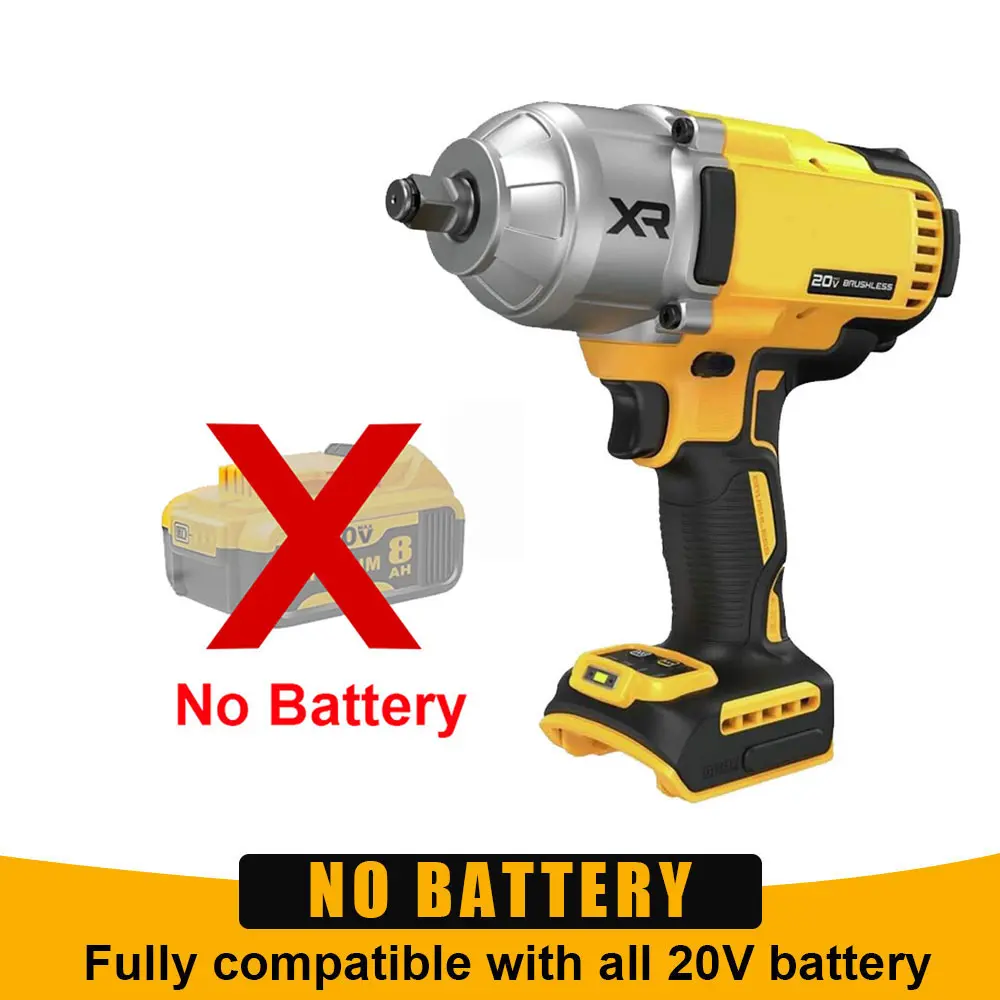 20V Cordless Brushless Impact Wrench - 1/2" Drive, 600Nm High Torque, 4-Speed Setting Power Tool for Automotive, Household Projects