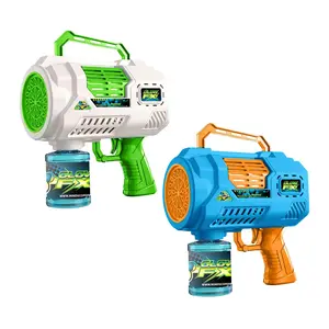 S/2 Large Bubble Shooters w/ Bubble Solution, LED Lights & Handle