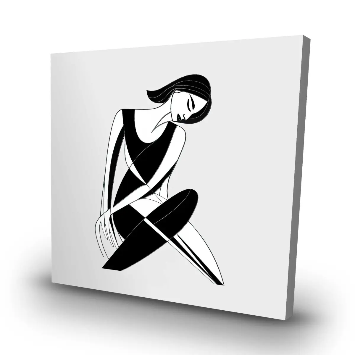 Begin Home Decor C1RC3232VU0N2U 32 x 32 in. Sitting Woman - Minimalist Gray Canvas for Home Decor