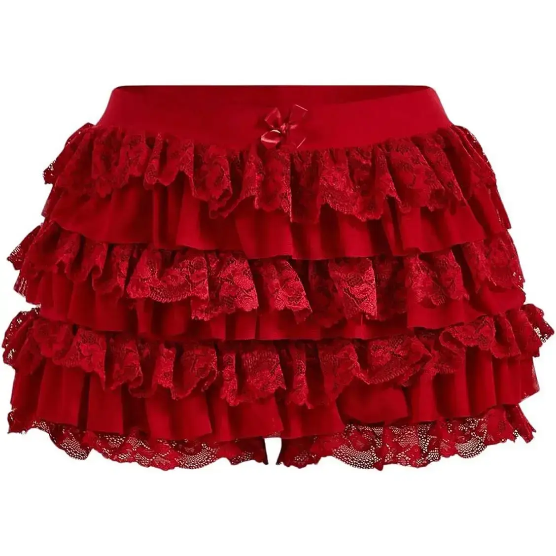 Women's Y2k Ruffle Shorts Lace Lolita Bloomers Elastic Waist Bow Front Shorts Micro
