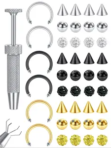 Stainless Steel Nose Ring Set (unisex), Nose Piercing Kit, Horseshoe Nose Rings, DIY Accessories, Septum Nose Rings, Spiral Ear Piercings Jewelry