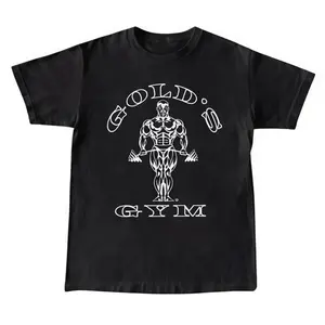 Women's 90s Vintage Gold Gym Graphic Short-Sleeve T-Shirt, Unisex Cotton Aesthetic Streetwear Top, Soft Breathable Lightweight Retro Athletic Tee, Everyday Casual Wear, Birthday Gift