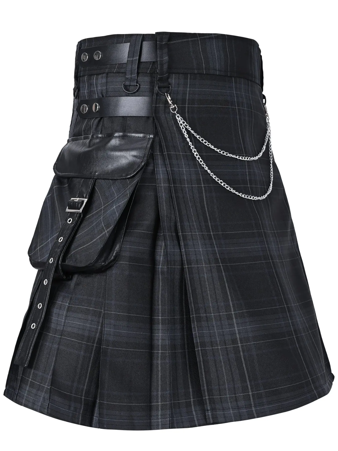 Men Kilt Scottish Pleated Skirt, New Unique Classic Design, Large Leather Pockets, Plaid Pattern, Traditional Festival Wear, Costumes, Festive