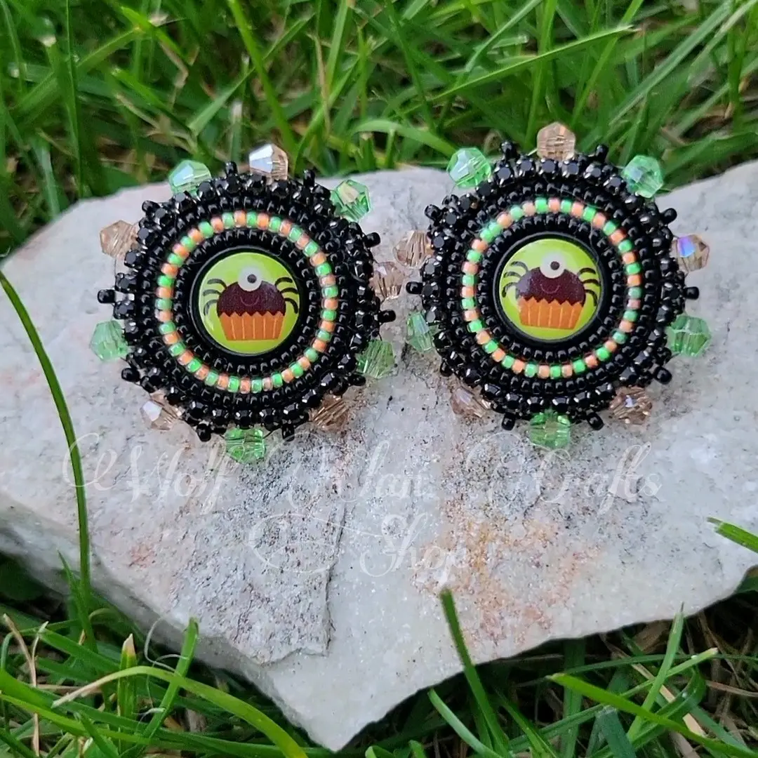 glow in the dark Halloween earrings, ghost earrings, spider cupcake earrings