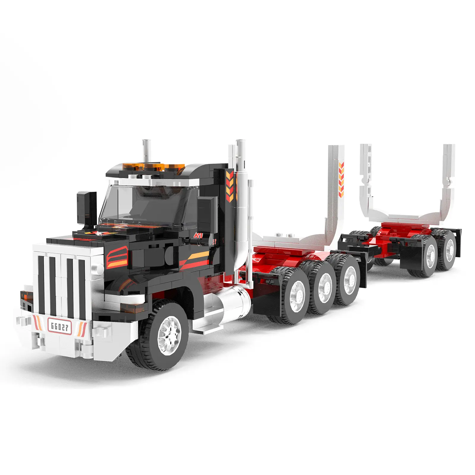 Classic American Heavy Semi Trailer Truck Brick Model Set Do It Yourself Cargo Vehicle Assembly Toy Detailed Head Decor For Hobby Building Collectible Or Holiday Present