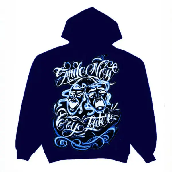Smile Now Cry Late Airbrushed Hoodie, graphic tees chicanos clothing, gangsster Tattoo Sweatshirt, Hoodie, Shirt, Tops Cotton Fabric, women men gift, graphic tee