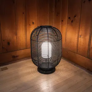 JONATHAN Y Kandella Outdoor Woven Oval Asian LED Lantern , for bedroom, living room, foyer, hallways, dining room, dorms