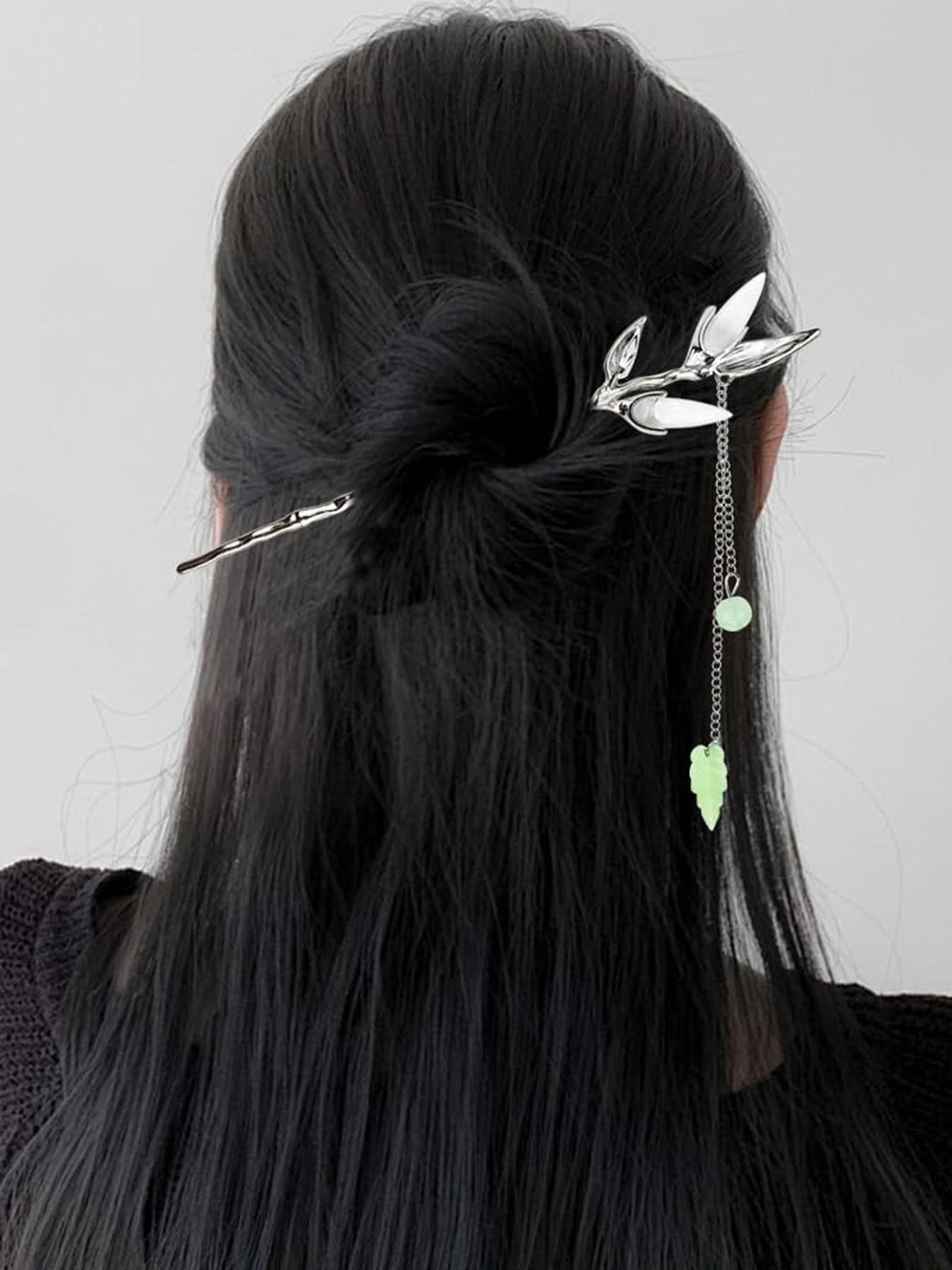 6PCS Star & Moon Hair Sticks for Buns, Vintage Silver Metal Hair Chopsticks, Elegant Updo Holders for Long Hair, Chinese Hanfu & Asian Hairpins for Women & Girls