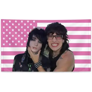 Jake and Johnny 3 * 5 FT Four HolesPink American Falg Four Holes Tapestry Polyester Wall Art Tapestry Decorative Bedroom Modern Home Wall Hanging Wall Decoration Merch Design