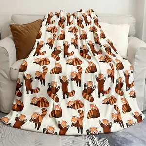 Flannel blankets Red Panda Pattern Exquisite Quilts Flannel warm blanket soft and comfortable blanket travel blanket birthday gift