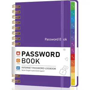Password Book with Alphabetical Tabs, Password Keeper Book for Seniors, 5.8" X 8.2" Medium Size Password Notebook, Spiral Hardcover Password Journal Logbook for Website Logins,