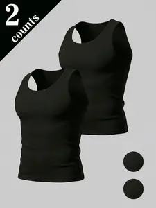 Men's Ribbed Tight Tank Top Set, Workout Tank, Slim Fit Muscle Show, High Stretch Breathable Fabric, Casual Gym Training, Daily Wear, Sports Vest Top