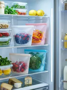 3 Pack Silicone Food Storage Bags - Leak Proof, BPA Free, Microwave Freezer Safe, Reusable Food Grade Bags for Kitchen