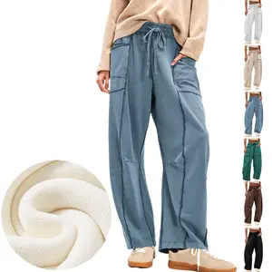 Buenoble Women’s Winter Sherpa Fleece Lined Barrel Sweatpants Fashion High Waisted Joggers Pants Athletic Clothes with Pockets