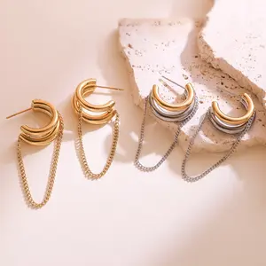 Women's Stainless Steel Mix-Color Round Tube O-Shaped Zircon Huggie Earrings - Vintage, Waterproof Sports & Outdoor Accessory Jewelry Gift