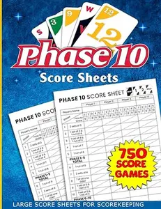 Phase 10 score sheets: 130 phase 10 card game ,phase 10 card game for adults, phase 10 dice game with size 8.5 x 11 inches.