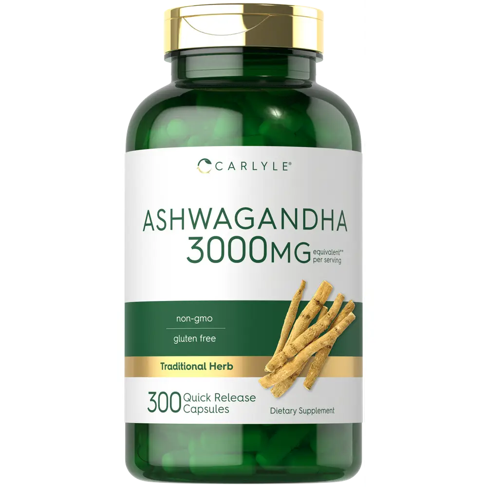 Carlyle Ashwagandha Supplement 3000mg | 300 Capsules | Root Extract Supplement | Non-GMO, Gluten Free