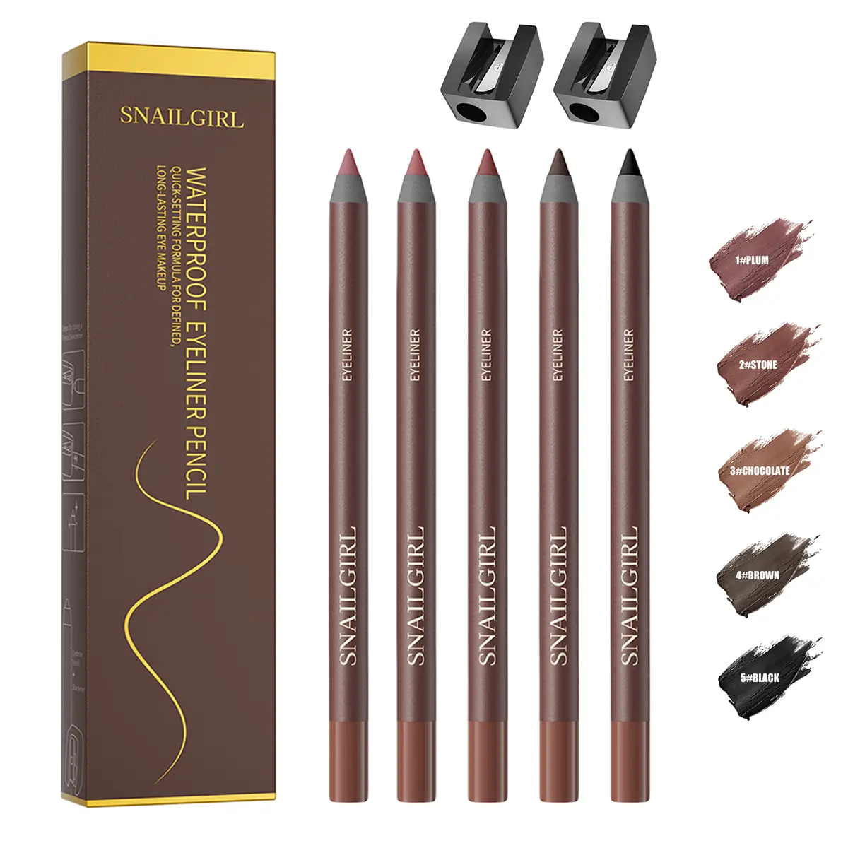 5PCS Waterproof Eyeliner Pencil Set – Smudge-Resistant Long-Lasting Eye Liner with Smooth Creamy Formula, Easy to Apply Multi-Color Eye Makeup Pencils for Daily Wear, Party Looks and Beginners.