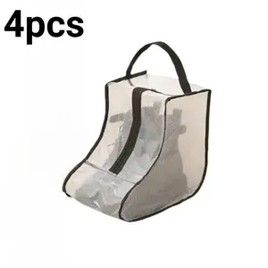 4pcs Tall Boot Storage Bags, Clear Waterproof Boot Organizers with Zipper and Handle, Transparent Shoe Storage Pouches for Travel and Closet