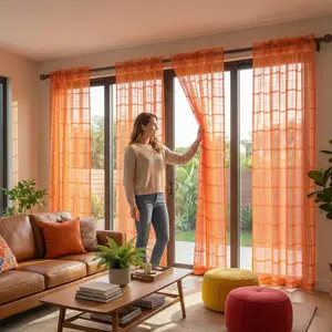 Summer Vibes, 52x90 Inch 4pcs Sheer Curtains for Living Room Bedroom Linen Sheer Curtains, Grommet Luxury Black Out Curtains for Windows Apartment FT0058