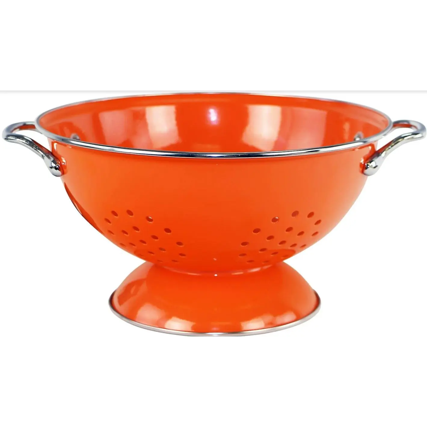 212 MAIN Calypso Basics 3-Quart Stainless Steel Enamel Colander - Orange Fun Handheld Cooking Container with Handles, Kitchen Utensil for Home Use (Sieves and Colanders Category)