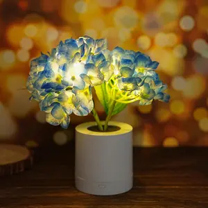 Blue Hydrangea LED Flower Lamp, Rechargeable Artificial Flower Night Light, Romantic Aesthetic Decor Light for Bedroom, Home, Mother’s Day/Christmas Gift for Women
