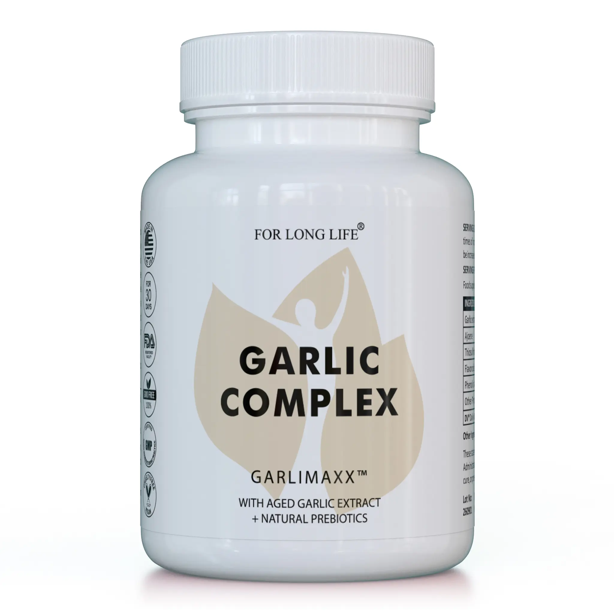 GARLIMAXX Full-Spectrum Natural Vegan Garlic Capsules Dietary Supplement - Powerful Garlic Sulfur Compounds for Adult Heart, Immune Function Support