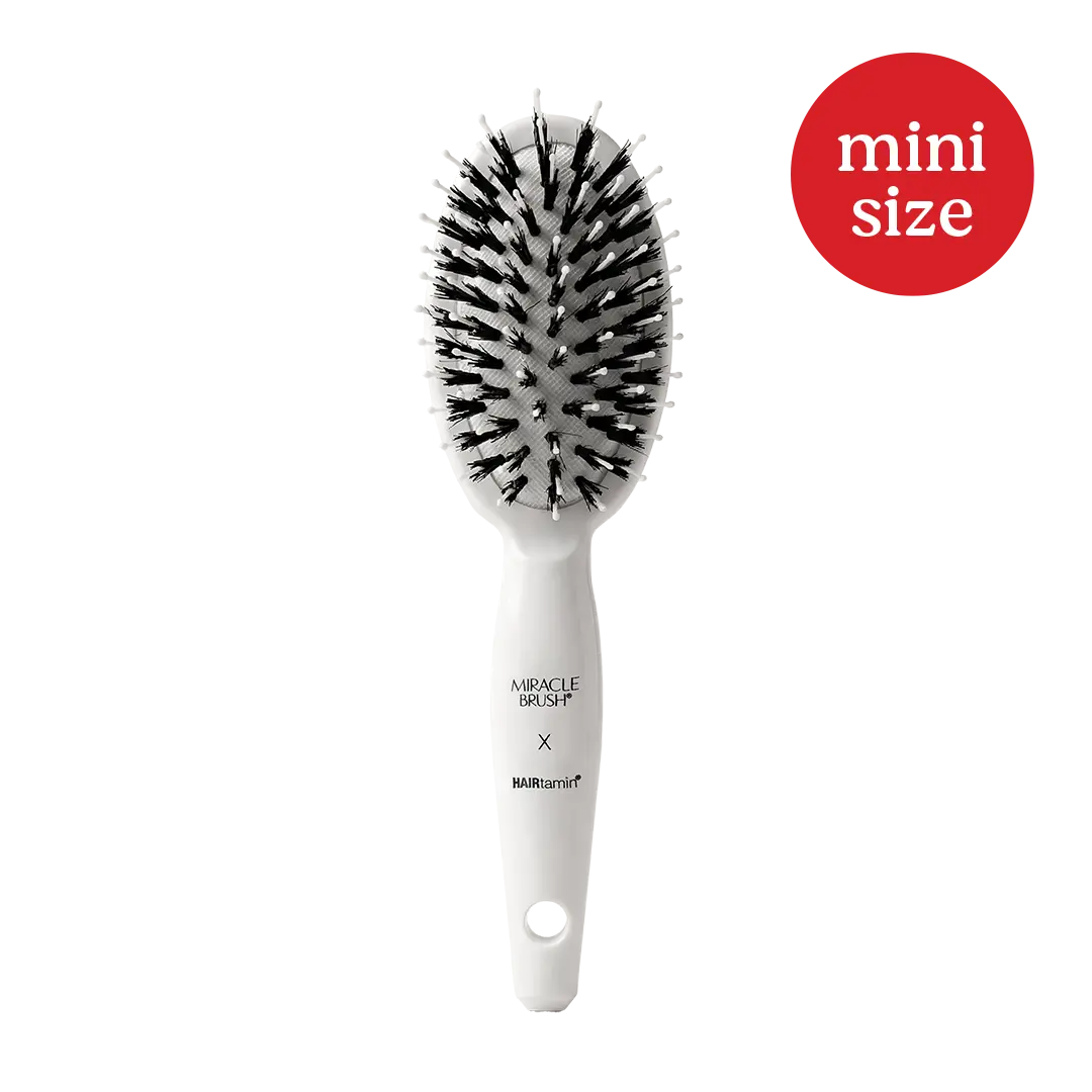 HAIRtamin Mini Miracle Brush – Travel-Size Detangler for Fine, Thin & Kids Hair | Wet & Dry Use