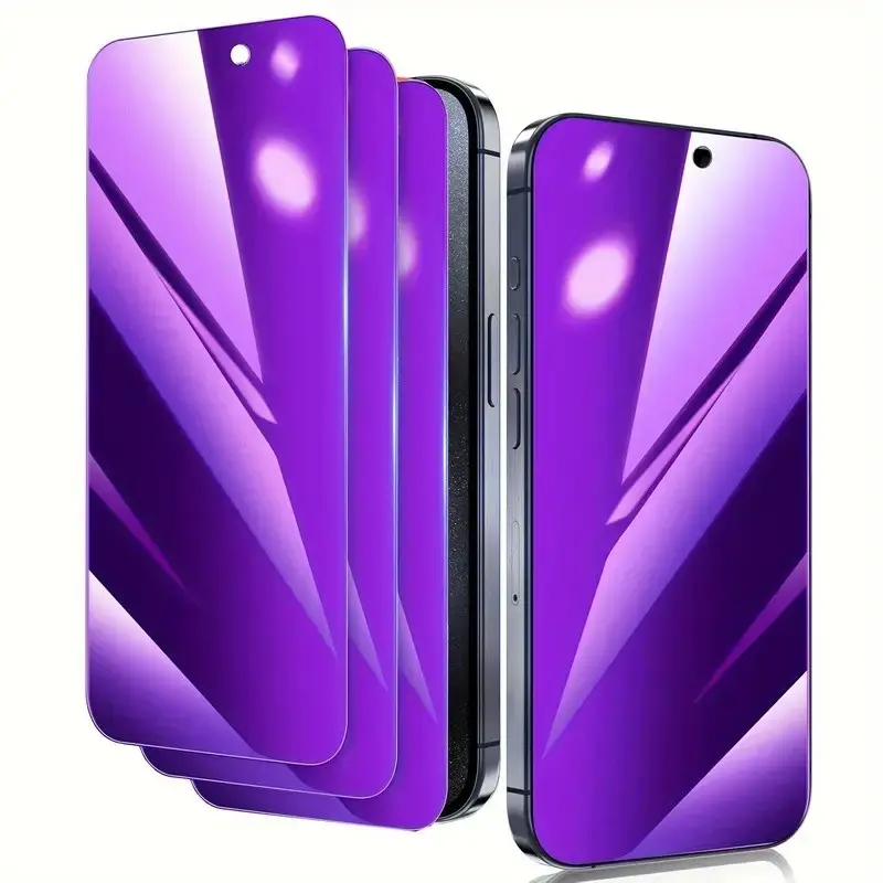 3-Pack Anti-Blue Light Privacy Protective Durable Phone Screen Protectors, Tempered Glass Film for iPhone 17 Pro Max, 16 Pro Max, 15 Pro Max, and other Smartphone models. Blue light protection, privacy shield, privacy protection, and scratch resistance