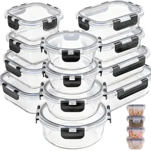 12 Pack Glass Food Storage Containers with Airtight Lids – BPA Free Meal Prep Set, Microwave Dishwasher Safe, Mother’s Day Gift for Mom Who Loves Cooking Leak Proof Lids