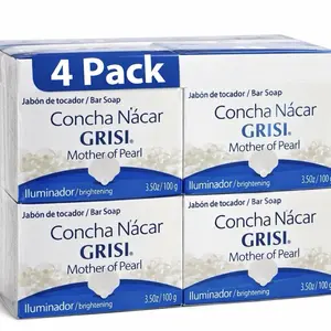 GRISI Concha Nacar Soap Bar 4 Pack 3.5 Oz/100 g Mother of Pearlwith Aloe Vera Coconut & Olive Oils Vitamin E