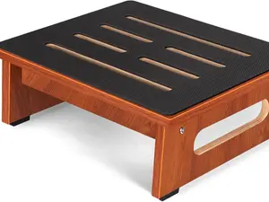 One Step Stool for Adults Seniors with Non-Slip Rubber Stepping Surface, 450 LBS Capacity, Heavy Duty Wooden Construction, 5.3 Inches Height