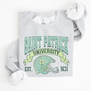 St Patrick University, Vintage, College, Ireland, Football, St Patrick's Day Sweatshirt, Women's Crew Neck, Crewneck