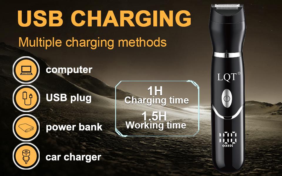 LQT 4-in-1 Grooming Kit with LCD Display, Electric Nose Hair Trimmer, Beard Shavers, Eyebrow & Hair Clipper, Rechargeable Multifunctional Body Hair Remover for Men & Women