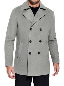 COOFANDY Fall Outfits Thin Men's Coats Double Breasted Pea Coat Winter Overcoat Short Trench Coat Notched Collar Gift Ideas