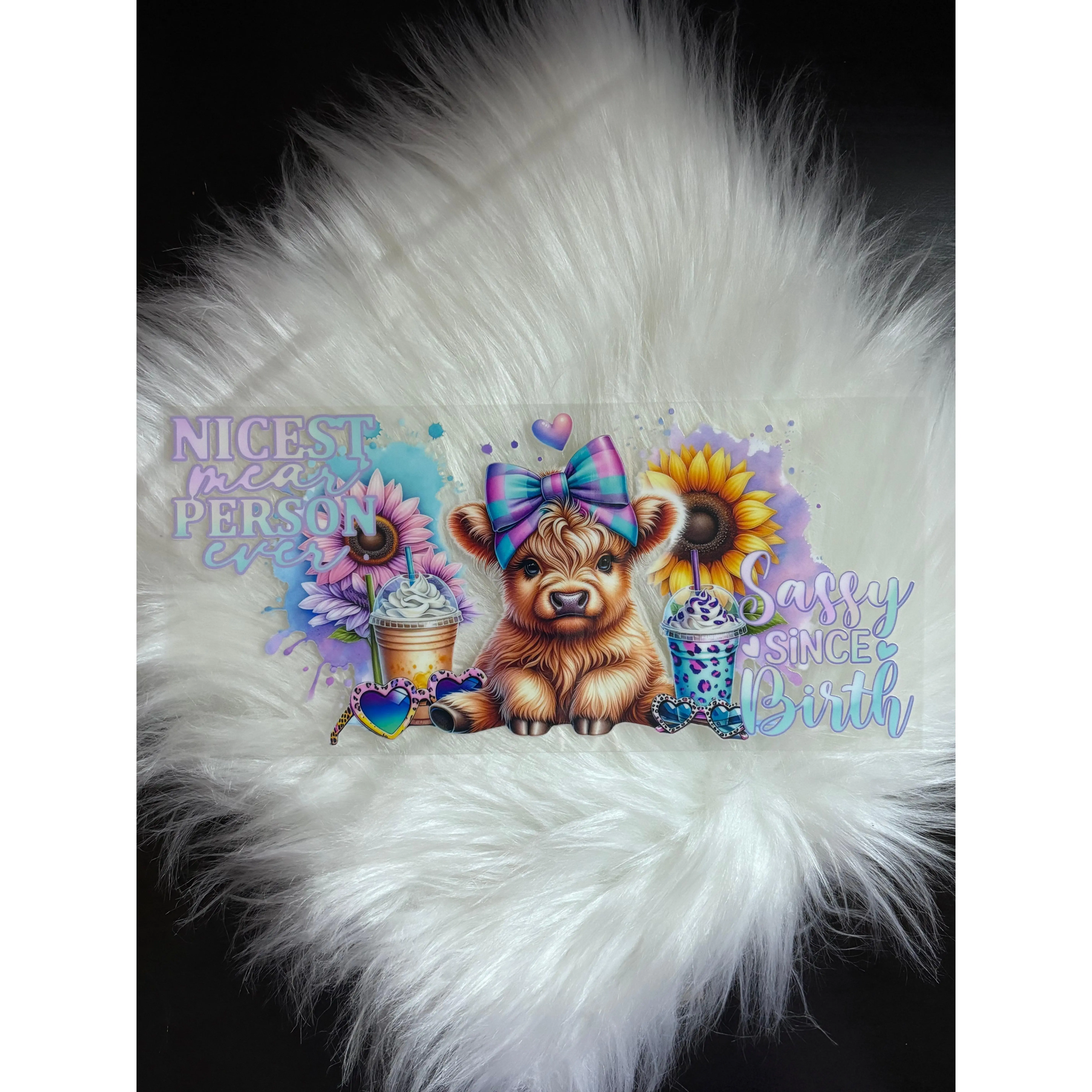 UV DTF Wrap- Highland Cow Sassy Since Birth