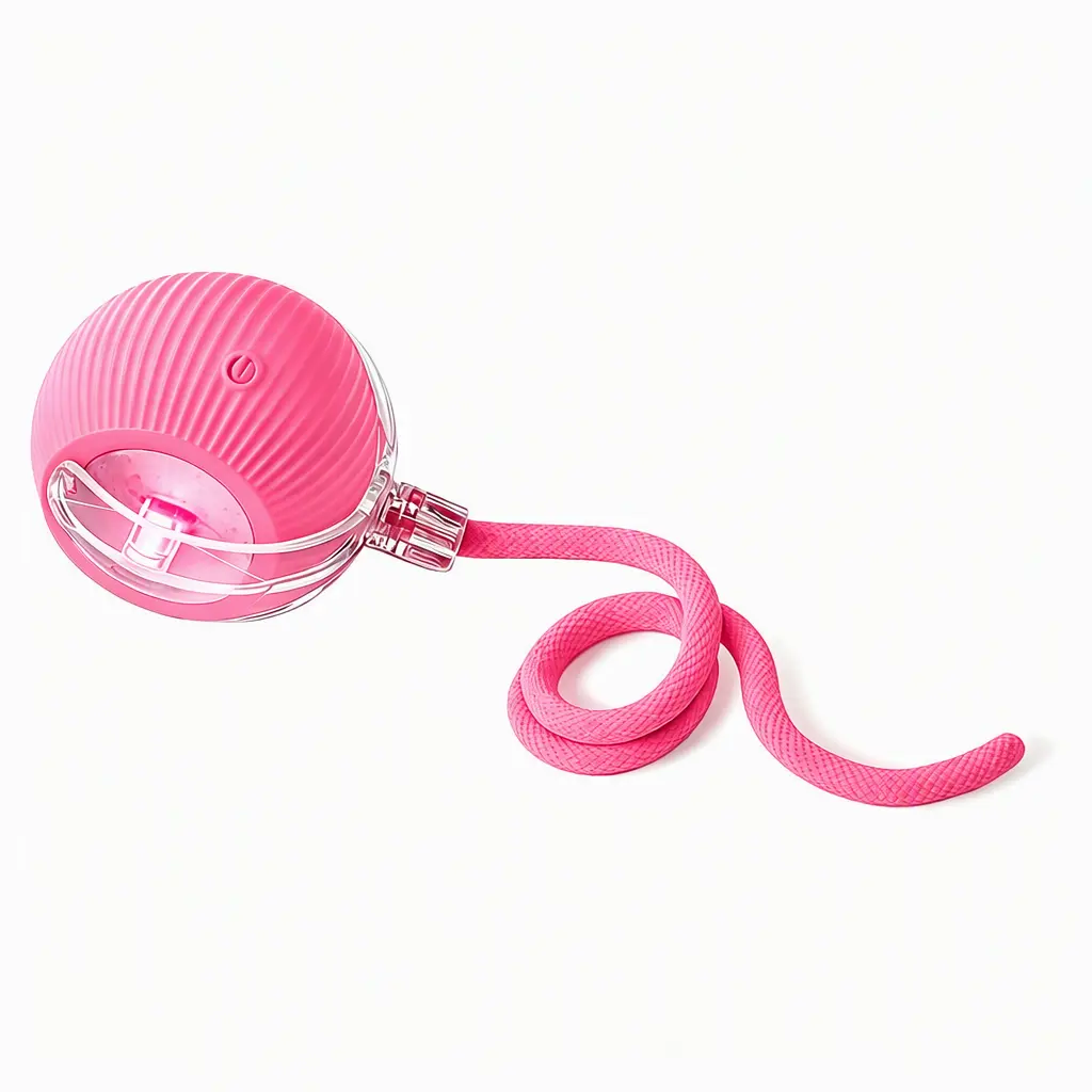 Smart Interactive Ball Toy For Cats&Dogs Automatic Electric Rolling Moving Rechargeable Motion Activated Self Play Electronic Stimulation Chase Teaser Ball Toy with Rope for Indoor Bored Adult Cat and Dog