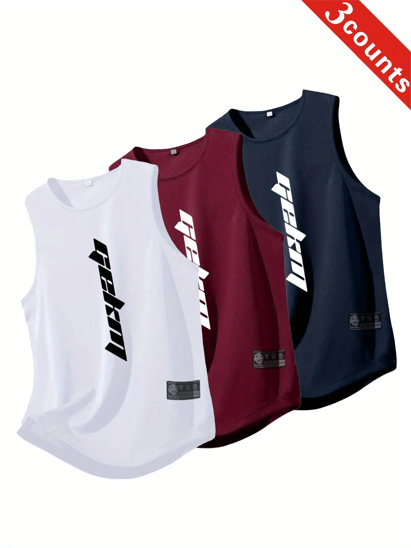 3-Pack Quick-Dry Breathable Sports Tank Tops, Sleeveless Workout Shirts, Fitness Workout Vest, Training Vest for Gym, Running, Home and Outdoor Casual Summer Wear, Activewear Sportswear Tank Top, Sporty Tank Top