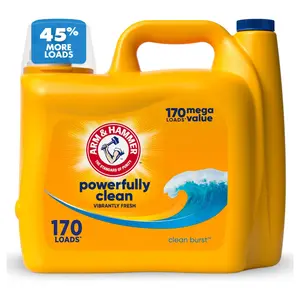 ARM & HAMMER Clean Burst Fresh Liquid Laundry Detergent 170 fl oz 170 Loads HE Formula with Baking Soda for Tough Stains & Odors Low-Sudsing Clean Rinsing