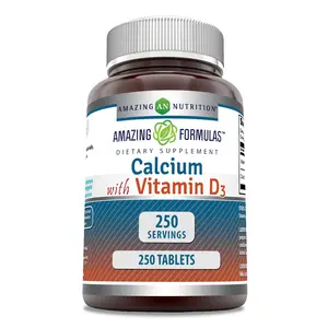 Amazing Formulas Calcium with Vitamin D3 250 Tablets Supplement | Non-GMO | Gluten Free | Made in USA