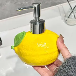 Lemon Shaped Soap Dispenser, No Phthalates Bathroom Hand Sanitizer Bottle, Press Button, Luxury Design, Kitchen & Bath Countertop Accessory