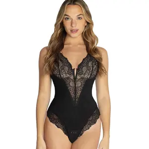 Popilush Deep V-Neck Lace Shapewear Bodysuit